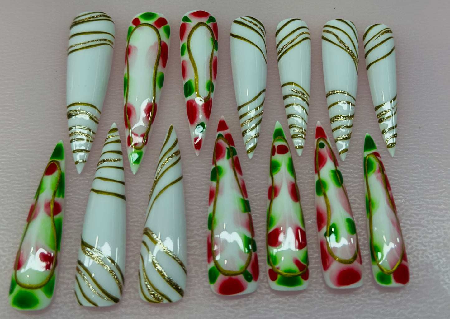 Festive Flex – Holiday Luxe Press-On Nails | Austin, TX (Large, 14pc Handmade Set)