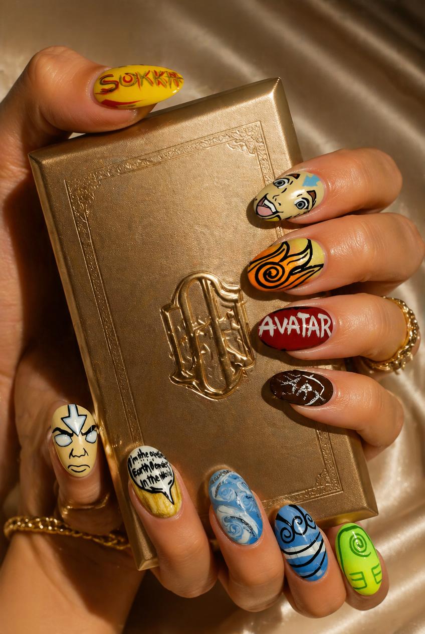 Four Elements Hand-Painted Press-On Nails-Medium | Austin, TX