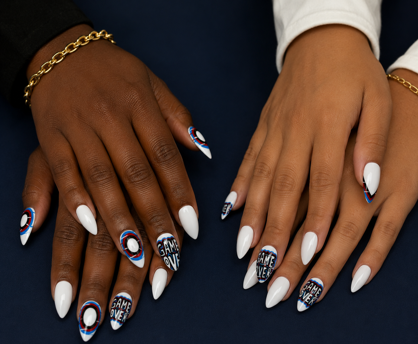 Game Over Glam – Gamer Inspired Press-On Nails (Large, 14pc Handmade Set)
