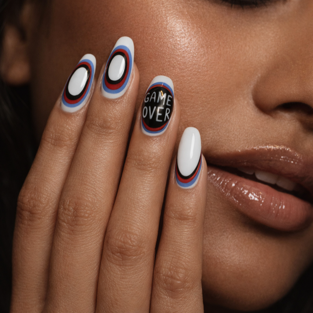 Game Over Glam – Gamer Inspired Press-On Nails (Large, 14pc Handmade Set)