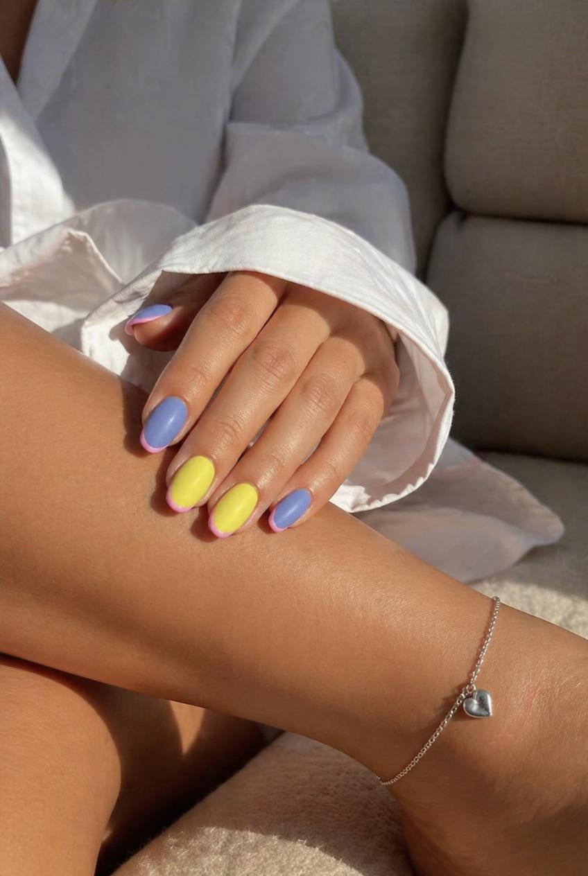 Electric Pastel Pop – Matte Neon Press-On Nails | Austin, TX (Medium/Large, 14pc Set)