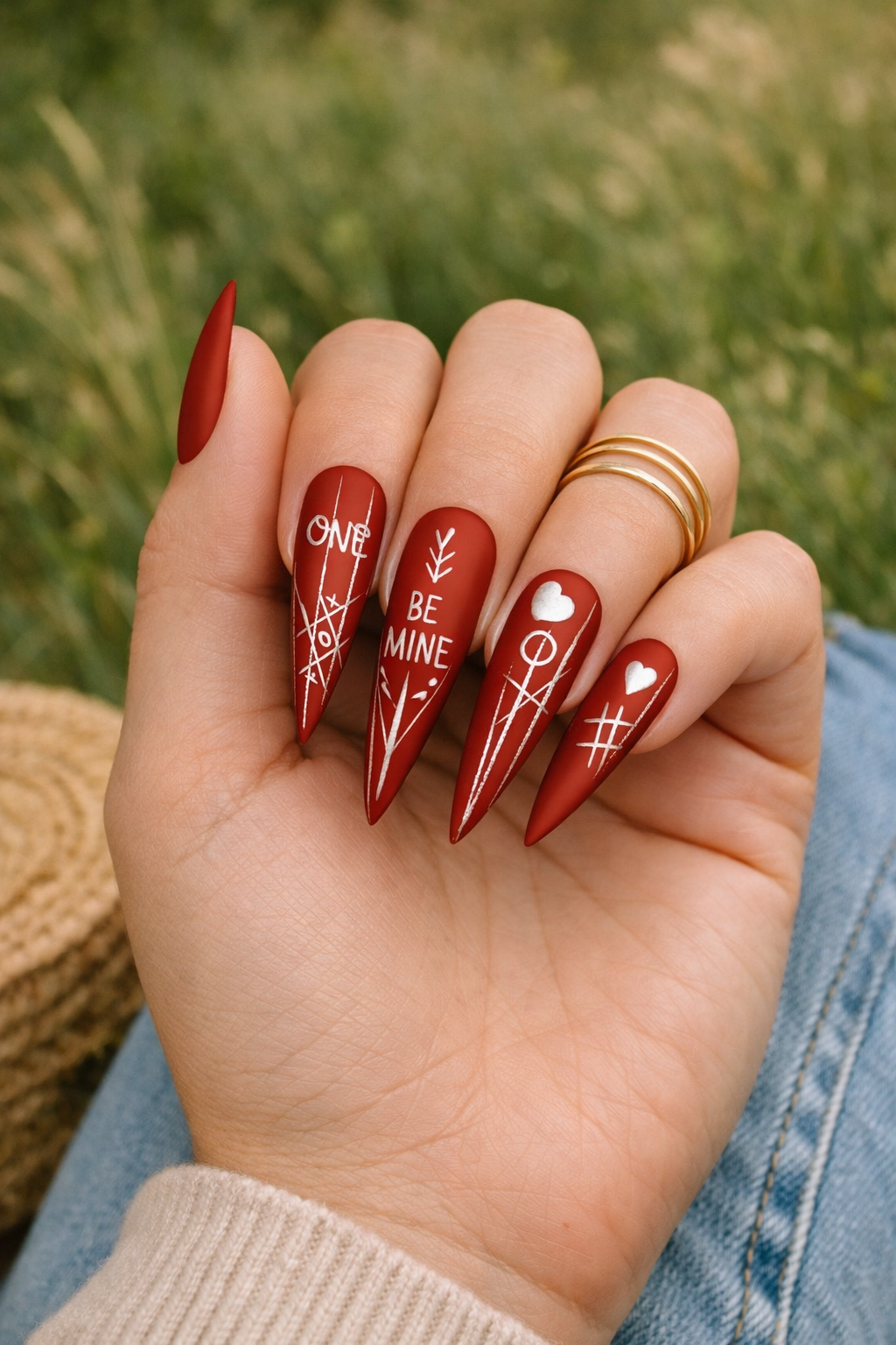 Love Boldly – Matte Red Hard Gel Press-On Nails (Medium/Large, 14pc Handmade Set)