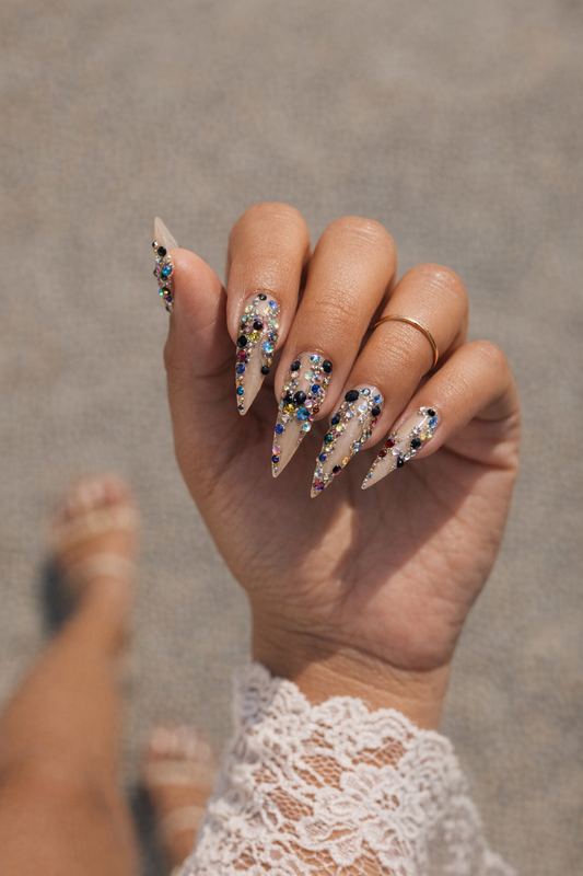 Luxury Attitude – Rhinestone Glam Acrylic Press-On Nails (Medium, 14pc Handmade Set)