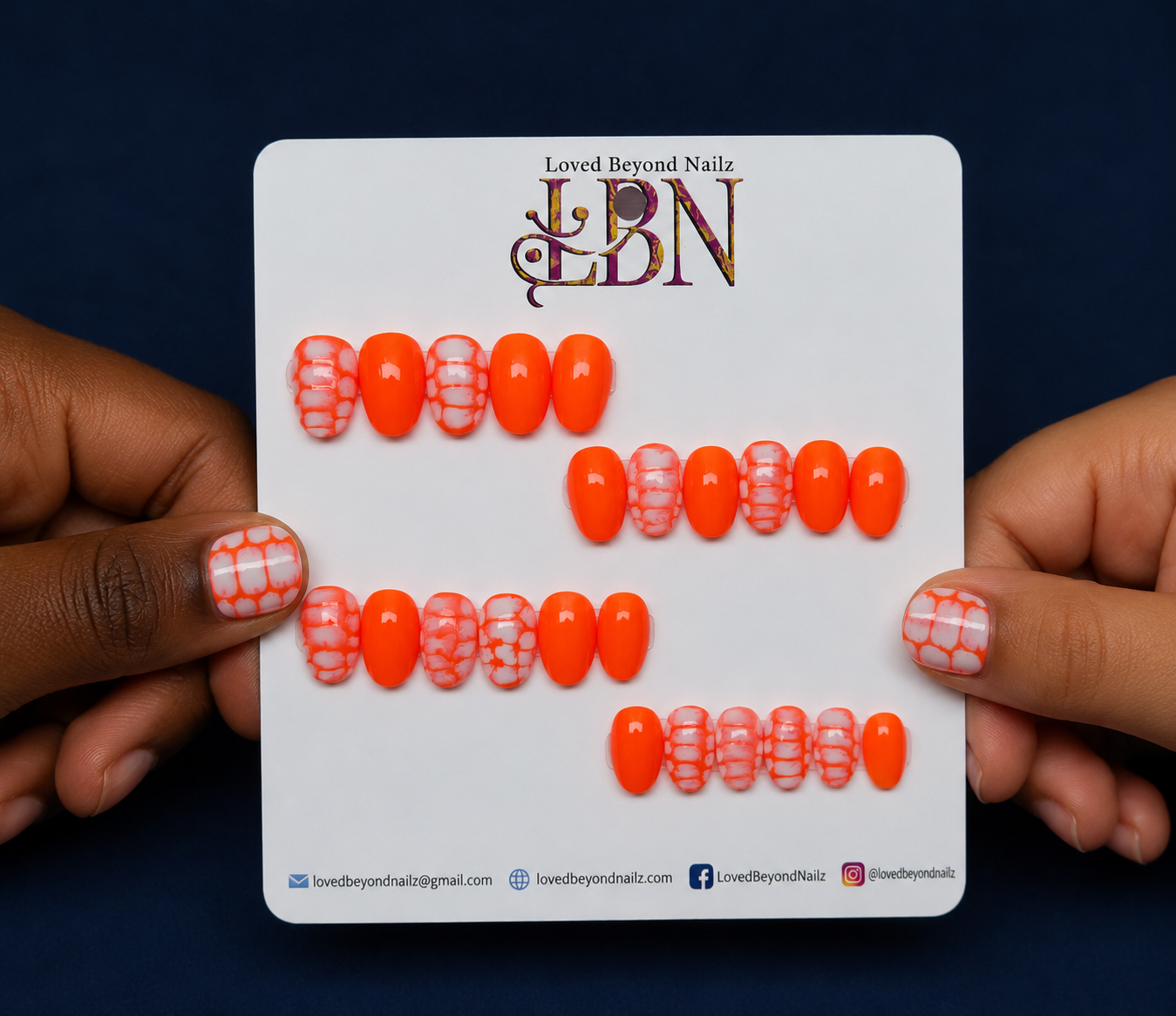Orange Blossom Kids Press-On Nails – Bright Floral Kids Nail Set | Austin,TX (Sizes 0–11, Handmade)