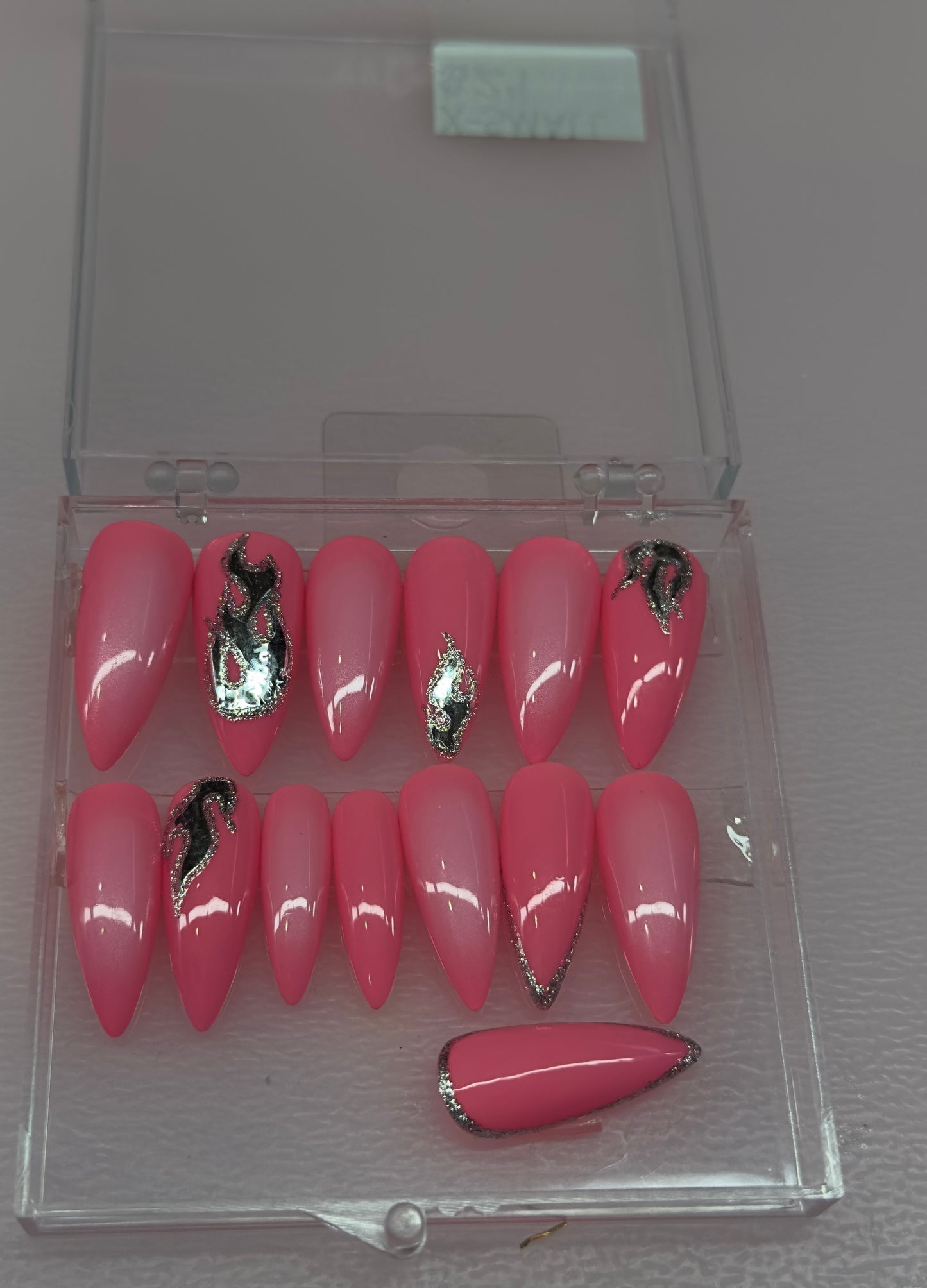 Pink Inferno – Chrome Flame Press-On Nails| Austin, TX (Size X-Small, 14pc Set)