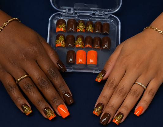 Autumn Pop Floral – 3D Flower Press-On Nails | Austin, TX (Size Small, 14pc Set)