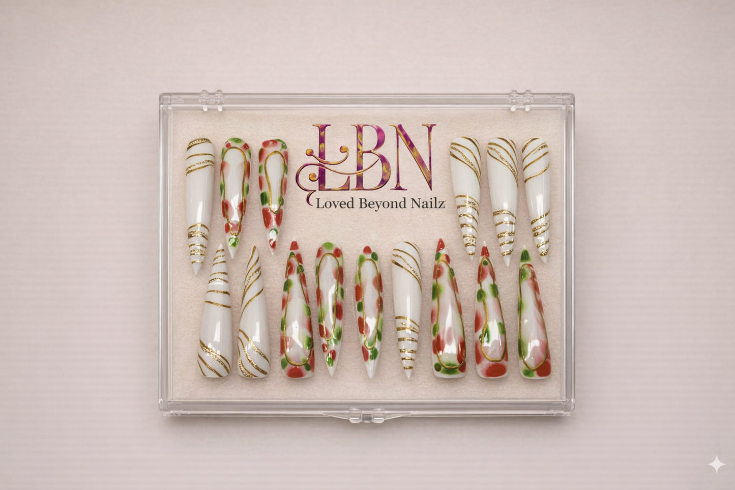 Festive Flex – Holiday Luxe Press-On Nails | Austin, TX (Large, 14pc Handmade Set)