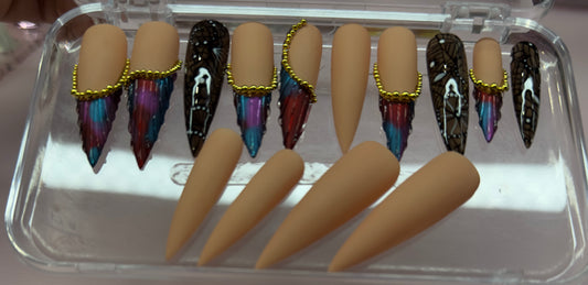 Winged French Fantasy – 3D Butterfly Luxe Press-On Nails | Austin, TX (Size Small, 14pc Set)